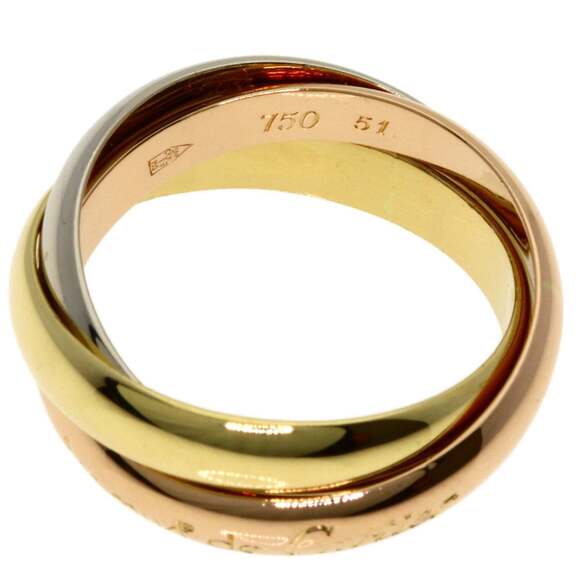 Cartier Trinity Small Ring Diamond 18k Tri-Color Gold Size  CARTIER 18k Gold Trinity Ring #51
